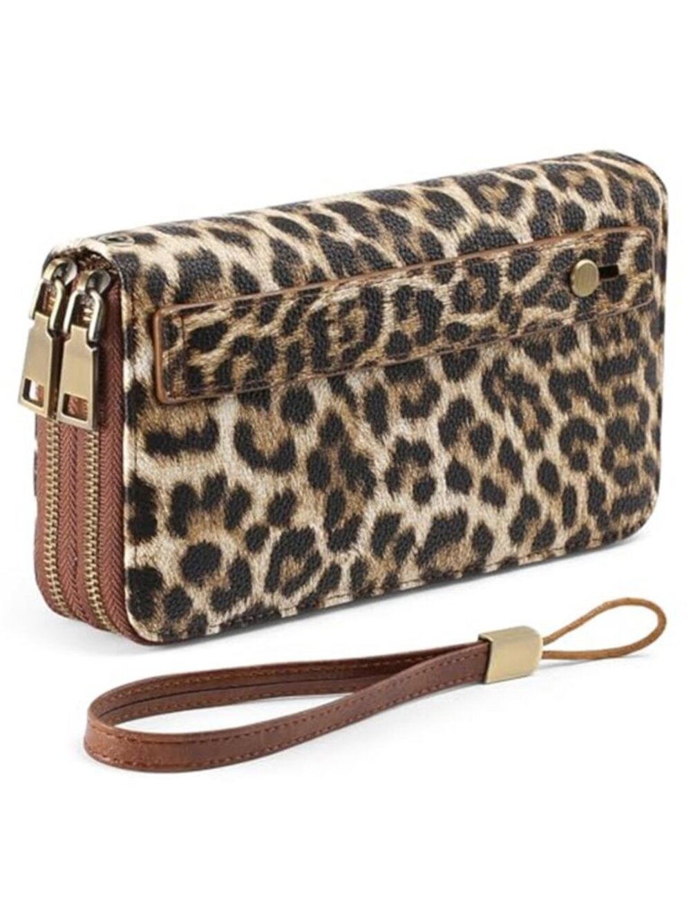 RFID Leather Wristlet Wallet for Women with Grip Strap